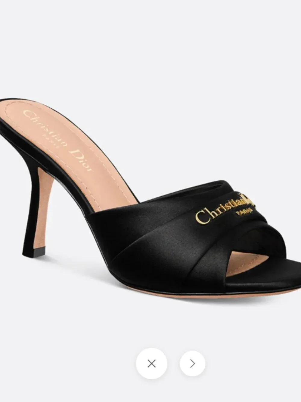 Christian Dior My Dior Heeled Slide Satin Sandals with Gold Logo - Picture 1 of 6